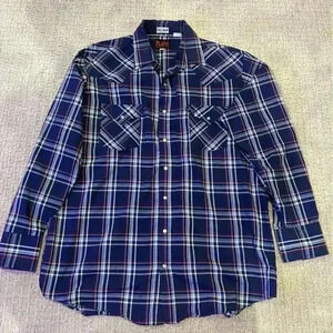 Plains Western Wear button shirt Size‎ LT missing one snap